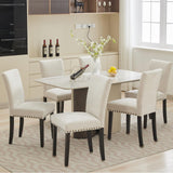 Garvee Upholstered Dining Chair Modern High Back Parsons Chair Linen Fabric Beige for Kitchen and Living Room