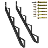 Garvee Steel Stair Step Riser Metal Stair Stringer with Reinforcing Support Legs for Indoor Outdoor Steps 4 Step Black 2 Pack - Step 4 | Wear A Pair Of Gloves