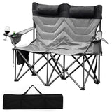 Garvee Oversized Double Camping Chairs Heavy Duty Padded Loveseat Chair for Outdoor Camping 44x22x48.5 Inches Black