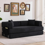 Garvee 5-in-1 Convertible Sofa Bed Modular Corduroy Sleeper King-Size Black for Small Space Living Room Guest Room 78.8" - Black