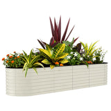 Garvee 8x2x2 ft Heavy-Duty Galvanized Steel Raised Garden Bed Oval Planter Box Beige with Anti-Cut Strips for Outdoor Gardening - Beige(Rubber Edge)