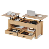 Garvee Lift Top Coffee Table with Storage 47.2" Wooden Coffee Table for Living Room Natural - Natural