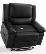 Garvee Oversized Wide Power Lift Recliner Chair With Heat And Massage, PU Leather, Adjustable Back And Legs, Electric Lift For Elderly, 43.3x37.4x40.6 in, Black - Black