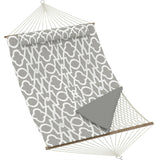 Garvee 2 Person Outdoor Hammock with Stand, Cotton Rope, Adjustable Steel Frame, Light Gray Stripes, Patio, Backyard, Garden, Beach - Light Gray Stripes