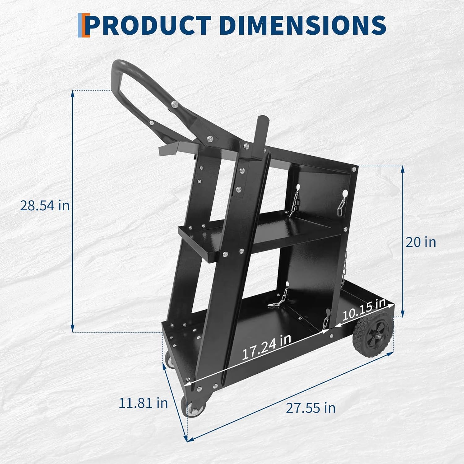 Garvee Heavy Duty 3-Tier Welding Cart – Industrial Metal Trolley for MIG, TIG Welders & Plasma Cutters – 220 lbs Capacity, Safety Chains, Handle, 360° Wheels, Garage or Workshop Use – Regular