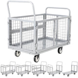 Garvee Platform Truck Cart with Cage Heavy Duty 2000LBS Capacity Multi-Functional Warehouse Moving Cart 39x24in Silver