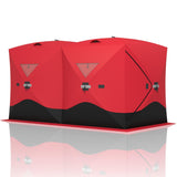 Garvee Ice Fishing Insulated Tent, Large Pop-Up Portable Hub-Style Ice Fishing Shelter, 6 Person Shelter 68 Square Feet of Fishable Area - Red