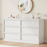 Garvee 6 Drawer Dresser Antique White Wooden Chest Organizer for Bedroom Living Room Nursery Entryway 47in Wide - White