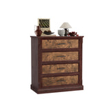 Garvee Farmhouse 4 Drawer Dresser with Metal Handles for Bedroom, Living Room, Hallway, 28in Brown Rustic Wooden TV Stand - Brown