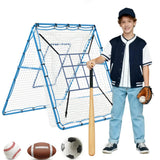 Garvee Baseball Pitching Rebounder Net 5x4Ft with 9 Hole Batting Target Adjustable Angle Pitch Back Trainer for Softball Baseball Backyard Training Net - 9+Blue