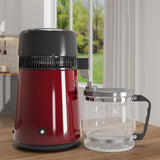 Garvee 1.1 Gallon Water Distiller 750W Home Water Purifier with Glass Jug, Red, Ideal for Home and Office Use