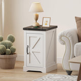 Garvee White Nightstand with Charging Station - Farmhouse End Table with 2 AC Outlets, USB & Type-C, Bedside Cabinet, Cord Management, White, Compact Size