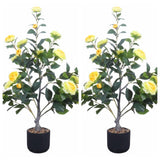 Garvee 2Pcs Fake Plants 3.28FT Tall Outdoor Faux Plants with Pots for Indoor & Outdoor Decoration Green - Yellow