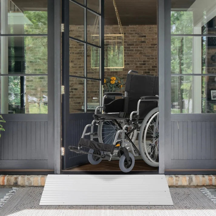 Garvee 2" Aluminum Threshold Ramp for Doorways, 700 lbs Capacity, Adjustable Height, Non-Slip Surface, Portable Design, Wheelchairs & Scooters Access