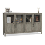 Garvee Sideboard Buffet Cabinet with 4 Glass Doors, Modern Farmhouse Storage Cabinet, 55" Large, Grey - Grey