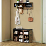 Garvee Entryway Shoe Bench with Coat Rack, Cushioned Storage Seat, Shoe Rack, Hall Tree, Blackboard, Extra Storage for Entryway, Hallway, Living Room