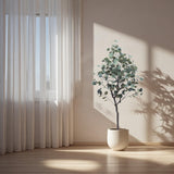 Garvee 47" Artificial Eucalyptus Tree with Pot, Realistic Faux Silver Dollar Leaves, Home Office Decoration, Adjustable, Autumn Colors