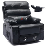 Garvee PU Leather Recliner Chair with Heating & Massage, 8-Point Vibration, Side Pockets, Small Spaces, Q235 Steel Frame, Black - 35Yj-Black