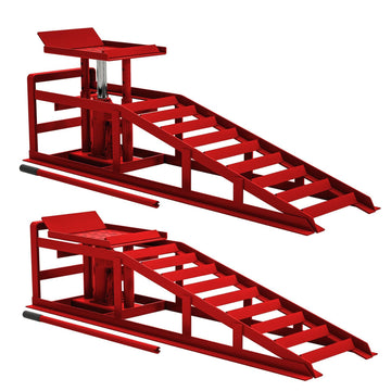 Garvee 2 Pack Hydraulic Car Ramps 5T 11000 LBS Low Profile Car Lift Service Ramps Truck Trailer Garage Adjustable Height Red