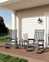 Garvee Poly Lumber Rocking Chair Outdoor Set of 2 with Side Table - HDPE High Back Porch Rocker Chairs for Adults - All Weather Resistant Patio Furniture - Gray - Gray