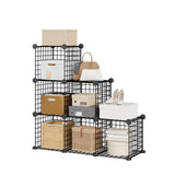 Garvee 6-Cube Wire Grid Storage Organizer, Modular Metal Shelf Unit, Bedroom Closet Living Room, 12.6" Cubes, Black - Black