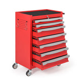 Garvee 7-Drawer Tool Chest Rolling Tool Cart with Wheels Large Capacity Storage Cabinet with Keyed Locking for Garage Workshop Warehouse Black Red Blue - Red