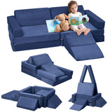 Garvee Kids Sofa Navy Blue Comfortable Durable Soft Fabric Lightweight Compact for Playroom - Navy Blue