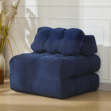 Garvee Convertible Foldable Sofa Bed Single - Velvet Fabric, Space-saving Design - Navy Blue - Living Room, Guest Room - Blu