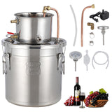 Garvee Alcohol Distiller Spirits Kit with Circulating Pump Copper Tube Dual Display Thermometer Home Brew Wine Making Kit 3Gal Stainless Steel