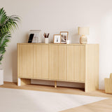 Garvee 58 in Fluted Sideboard Buffet Cabinet Natural Oak, Modern Storage with Adjustable Shelves for Kitchen Dining Living Room