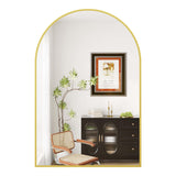 Garvee 30"X40" Modern Arched Bathroom Wall Mirror with Metal Frame, Tempered Glass, Rust-Resistant, Vertical Hanging for Living Room Bathroom Bedroom Decor - Gold