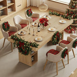 Garvee 71-Inch Large Dining Table with Dual Side Storage for Kitchen and Dinner, Light Oak, Seats 6-8 - Wood Color