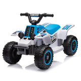 Garvee Electric Ride On ATV For Kids 6v 4.5AH Battery Safe Fun Outdoor Play Lightweight Compact Design - Blue And White