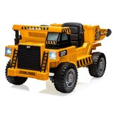 Garvee Ride - P Series: 12V with Electric Dump Bed, Remote Control, MP3, USB, Music Player, Yellow, Safe All-Terrain Tires - Yellow