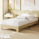 Garvee Wood Platform Bed Frame Twin Size, Wood Slat Support, Minimalist Design, Sturdy Particle Board, Natural Wood Color - Natural Oak