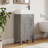 Garvee 16" Bathroom Vanity with Sink, Freestanding Engineered Wood Cabinet in Grey, SMC Integrated Basin, 16"X8.8"X34", Soft-Close Cabinet Door, Large Storage Drawer and Shelf, Floor-Mounted Vanity for Small Bathrooms and Powder Rooms - Grey