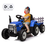 Garvee 12V Kids Ride On Tractor With Trailer & Remote Control, Toddler Electric Vehicle, 25W Blue, 3-6 Years