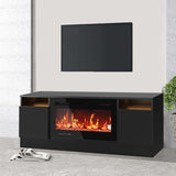 Garvee Modern Entertainment Center with Storage Cabinet Up to 75"TV, Modern TV Stand for Living Room, Black (Not Include Fireplace) - black