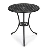 Garvee 24" Round Patio Bistro Table - Durable Cast Aluminum with Vintage Carved Design, 2" Umbrella Hole, Sturdy Frame, Easy Assembly for Balcony & Garden - Black