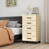 Garvee Plastic Storage Drawer Cart 5 Drawer Rolling Bin for Home Bedroom Living Room Office, Mobile, Durable, White