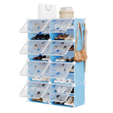 Garvee 6-Tier 24-Pair Expandable Shoe Rack Organizer with 2 Hooks Slim Space Saving Storage for Entryway Closet Mudroom Blue - Blue