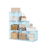Garvee 6-Cube Wire Grid Storage Organizer Modular Metal Shelf Unit for Bedroom Closet Living Room 12.6” Blue - Blue