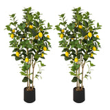 Garvee 2 Pack 4FT Artificial Lemon Trees with Bright Yellow Fake Fruits Indoor Decor for Home Office Kitchen - Black Planter