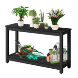 Garvee 48 Inch Outdoor Console Table Wood All-Weather Side Table Rust-Resistant Patio Porch Garden - Black