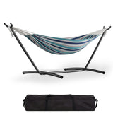 Garvee Double 2 Person Hammock With Steel Stand For Indoor Outdoor Garden Camping Beach, 450 LBS, Bright Striped Colors - Ocean