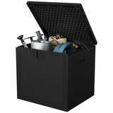 Garvee 80 Gal Outdoor Storage Box Large Waterproof Resin Deck Box Lockable UV Resistant Rattan Texture Patio Garden Cushions Tools 30.31x28.35x28.15 Inches