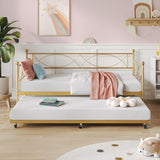 Garvee Twin Daybed with Trundle Metal Day Bed for Bedroom Living Room Guest Room Twin Size Black - Gold Sets