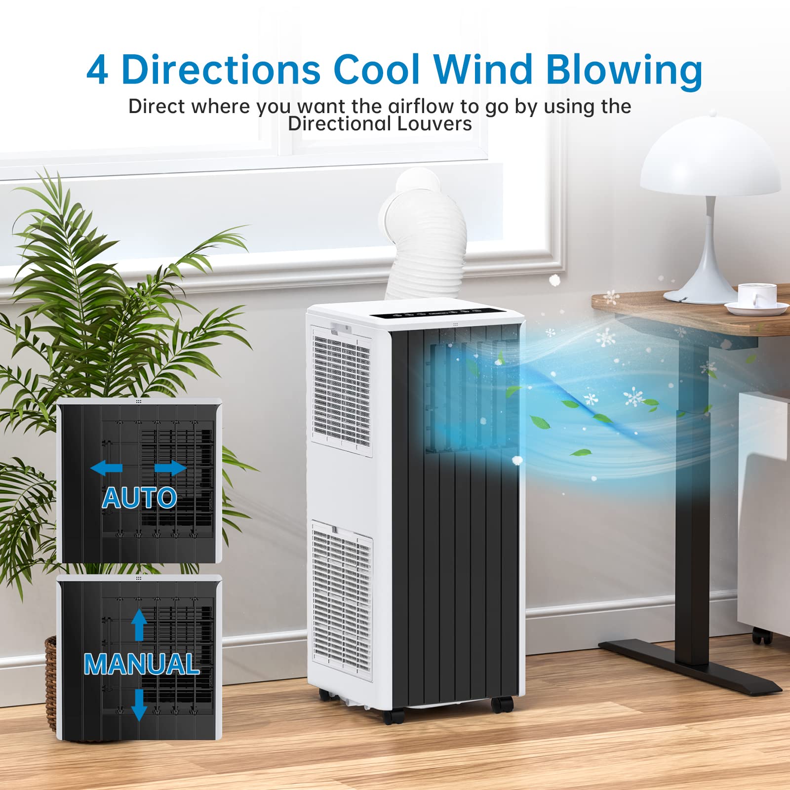 Garvee 8000 BTU Portable Air Conditioner, 3 In 1 AC Unit Built-In Cool, Dehumidifier & Fan for Rooms Up to 350 Sq.Ft, Energy Saving AC with Remote/24H Timer for Dorms/Indoor Rooms - White and Black