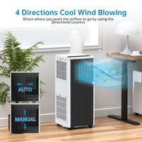 Garvee 8000 BTU Portable Air Conditioner, 3 In 1 AC Unit Built-In Cool, Dehumidifier & Fan for Rooms Up to 350 Sq.Ft, Energy Saving AC with Remote/24H Timer for Dorms/Indoor Rooms - White and Black