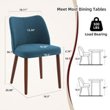 Garvee Modern Upholstered Dining Chairs 2-Pack With Ergonomic Backrest And Thick Cushions, Rubberwood Legs, Linen Fabric, Blue - Kitchen And Living Room - Blue